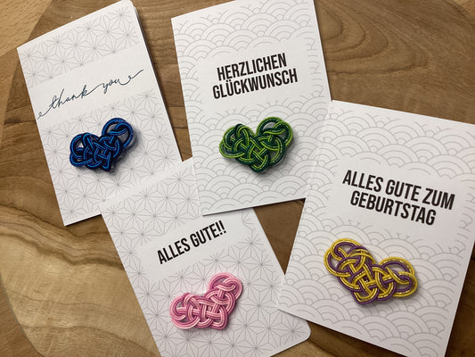 Herz-Motiv aus Mizuhiki – A6 Grußkarte mit Magnet