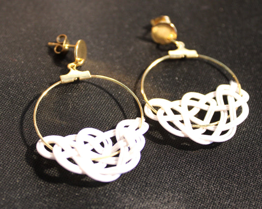 Mizuhiki MATSU earrings with gold ring, various colors