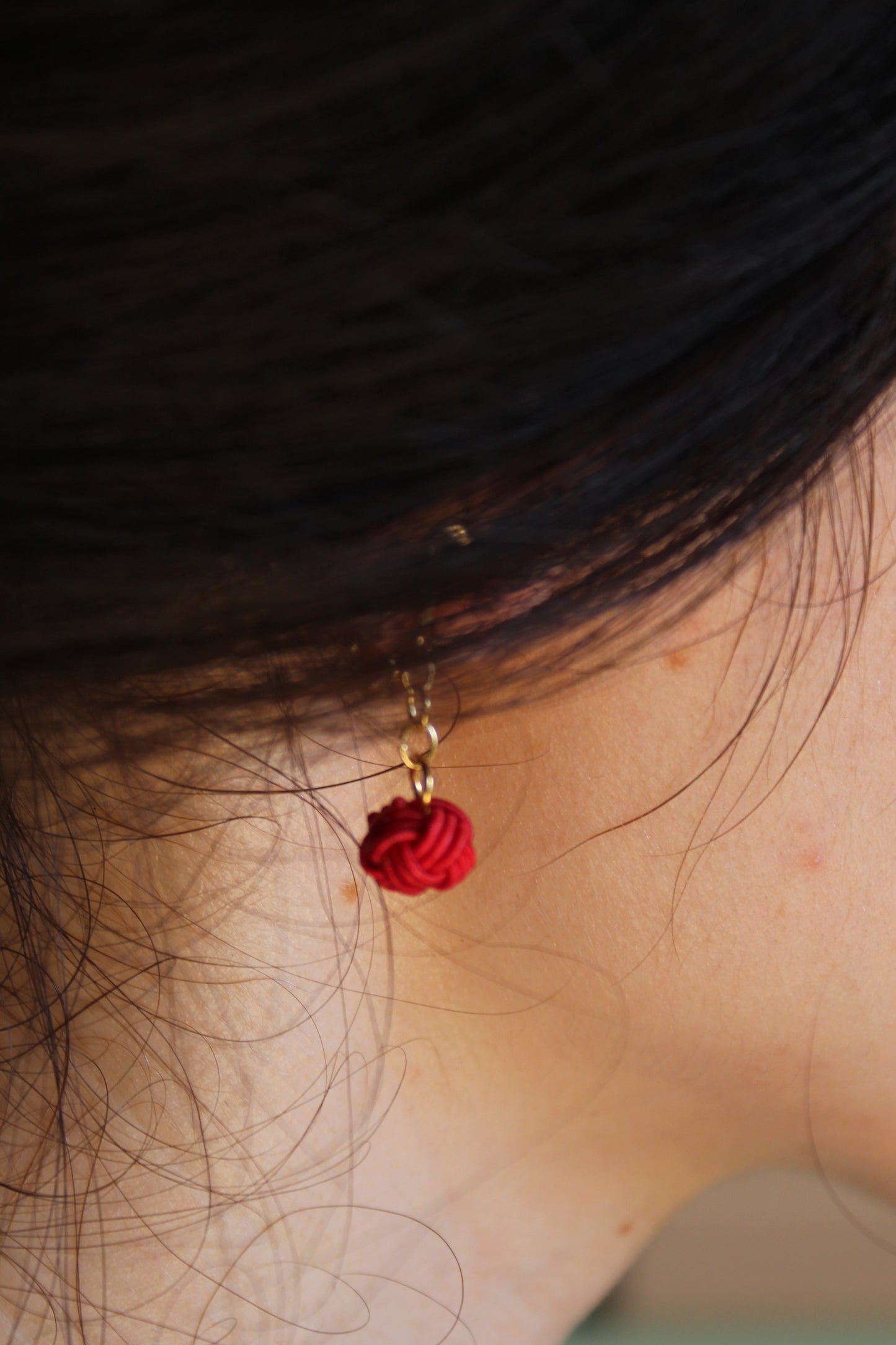 Mizuhiki TAMAMUSUBI earrings with gold clips 