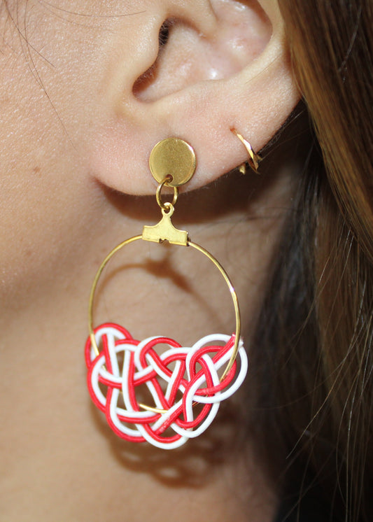 Mizuhiki MATSU earrings with gold ring, various colors